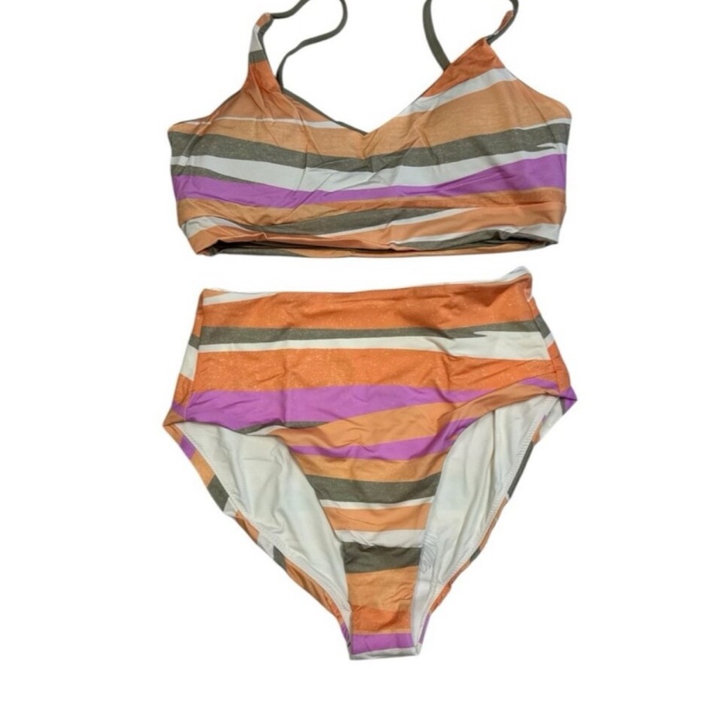 Prana Women's S 2-Piece Bikini Swim Set Reversible Top Multi New High Waist